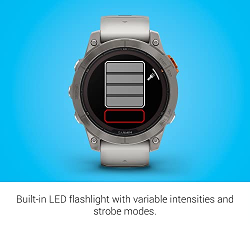 Garmin fēnix 7 Pro Sapphire Solar, Multisport GPS Smartwatch, Built-in Flashlight, Solar Charging Capability, Fog Gray/Ember Orange